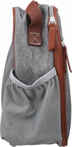 Fit and Fresh Gray & Brown Trim Lunch Bag Perspective: left