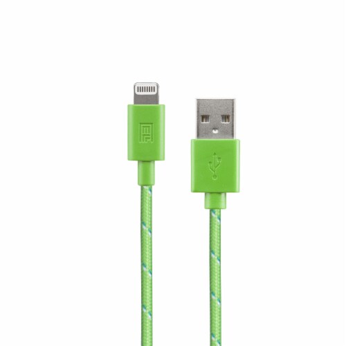 CELLCandy Braided Charge and Sync USB-to-Lightning Cable - Green/Blue Perspective: left