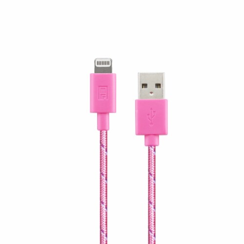 CELLCandy Braided Charge and Sync USB-to-Lightning Cable - Pink/Purple Perspective: left