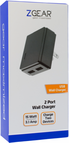 ZGear Dual-Port USB 3.4A Wall Charger - Black Perspective: left