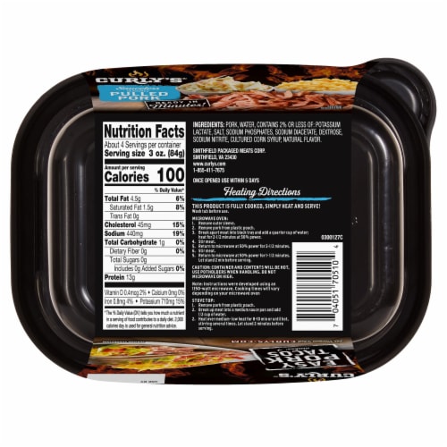 Curly's Hickory Smoked & Seasoned Sauceless Pulled Pork Perspective: left