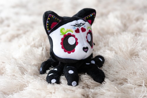 Tentacle Kitty 4-inch Little Ones Plush - Day Of The Dead Sugar Skull Design Perspective: left