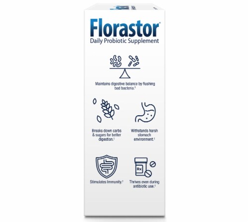 Florastor® Daily Probiotic Supplement Capsules 250mg Perspective: left