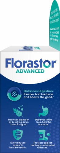 Florastor Advanced Probiotic & Prebiotic Supplement Capsules Perspective: left