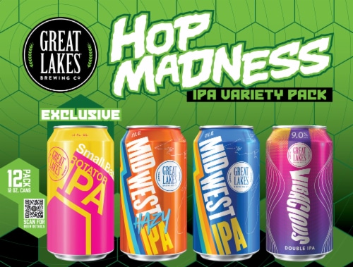 Great Lakes Hop Madness Beer IPA Variety Pack Perspective: left