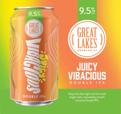 Great Lakes Juicy Vibacious Double IPA, 9.5% ABV Perspective: left