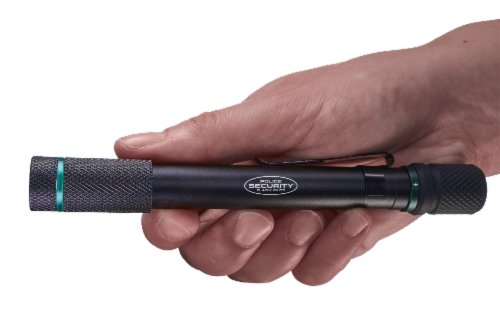 Police Security Aura-R Elite Rubberized Tailcap Rechargeable LED Flashlight - Black Perspective: left