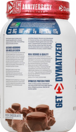 Dymatize® Elite Casein Rich Chocolate Protein Powder Perspective: left