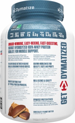 Dymatize® ISO100 Hydrolyzed Chocolate Peanut Butter 100% Whey Protein Isolate Powder Perspective: left