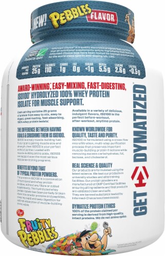 Dymatize Fruity Pebbles ISO 100 Supplement Perspective: left