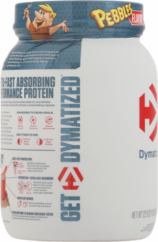 Dymatize® ISO 100® Hydrolyzed Cocoa Pebbles Whey Protein Powder Perspective: left