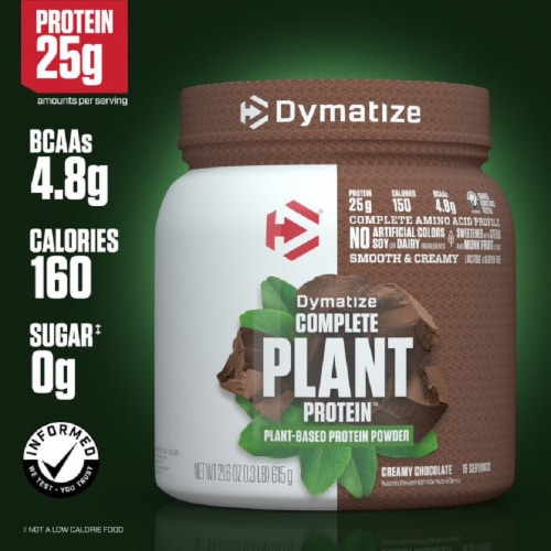 Dymatize Chocolate Complete Plant Protein Perspective: left
