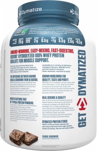 Dymatize® ISO100 Hydrolyzed Fudge Brownie Flavored Whey Protein Isolate Perspective: left