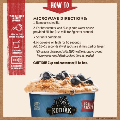 Kodiak Protein-Packed Blueberry Muffin Power Cup with 12g Protein Perspective: left