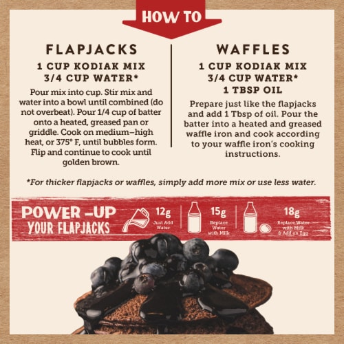 Kodiak Protein-Packed Dark Chocolate Power Cakes Pancake and Waffle Mix with 12g Protein Perspective: left