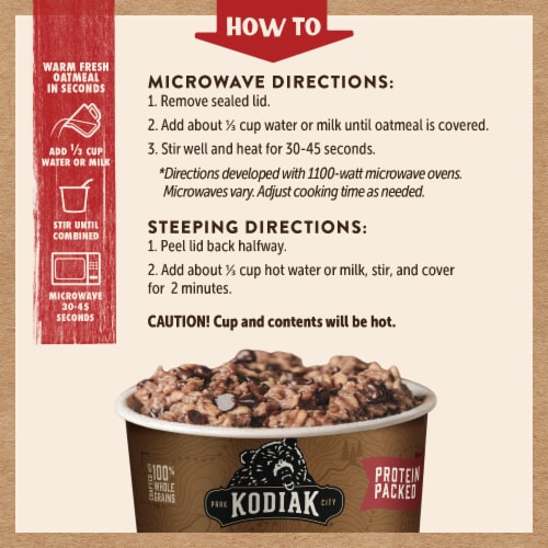 Kodiak® Protein-Packed Chocolate Chip Oatmeal Power Cup® with 14g Protein Perspective: left