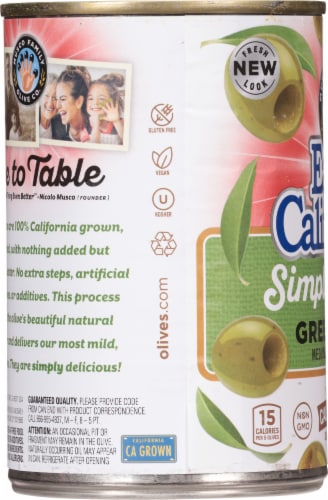 Early California Simply Green Ripe Medium Pitted California Olives Perspective: left
