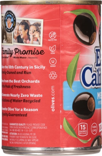 Early California® Medium Pitted Black Ripe Olives Perspective: left