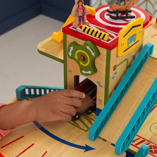 KidKraft Wash N Go 3 Tier Wooden Toy Truck and Car Garage Play Set