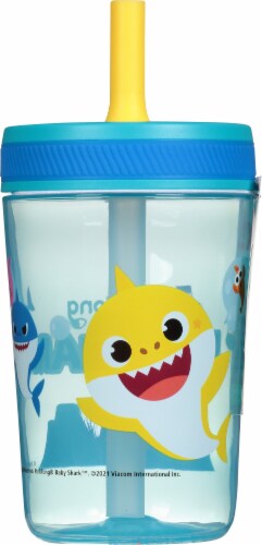Zak! Designs Baby Shark Leak-Proof Tumbler with Flexible Straw Perspective: left