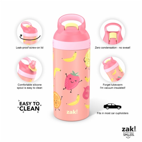 Zak! Designs Happy Fruit Stainless Steel Double Walled Water Bottle, 1 ct -  Fry's Food Stores