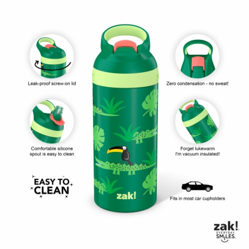 Zak! Designs Jungle Joy Double Walled Stainless Steel Water Bottle Perspective: left