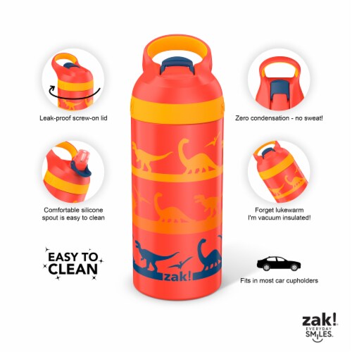 Zak! Designs Dinomite Stainless Steel Double Walled Water Bottle Perspective: left