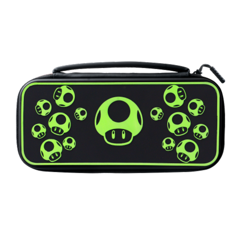 PDP Travel Case Plus GLOW: 1-Up Mushroom For Nintendo Switch & Switch Lite - OLED Model Perspective: left