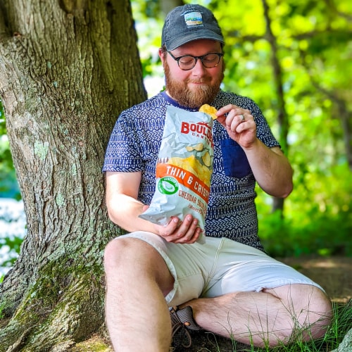 Boulder Canyon® Cheddar Sour Cream Thin & Crispy Potato Chips Perspective: left