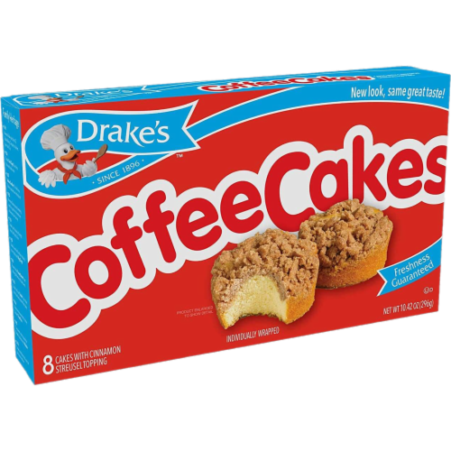 Drake's Coffee Cakes, 8 boxes, 64 Individually Wrapped Breakfast Pastries, Cinnamon Perspective: left