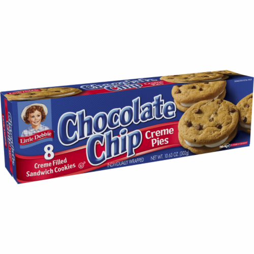 Choc Chip Creme Pies, 4 Boxes, 32 Individually Wrapped Chocolate Chip Pies with Vanilla Perspective: left
