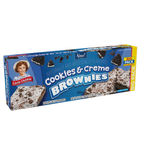 Little Debbie Cookies & Creme Brownies Big Pack, Full Case, 8 Boxes, 96 Individually Wrapped Perspective: left