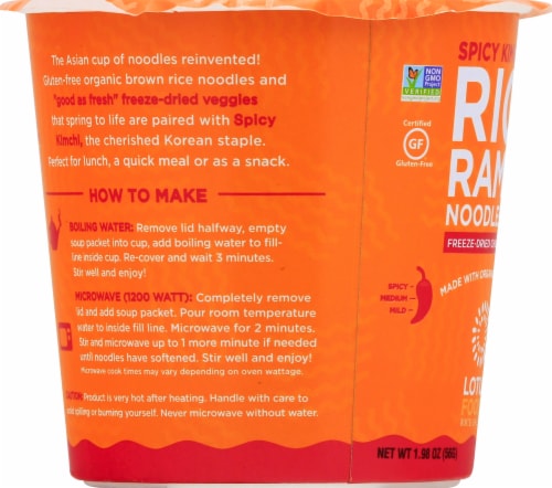 Lotus Foods Gluten Free Spicy Kimchi Rice Ramen Noodle Soup Perspective: left