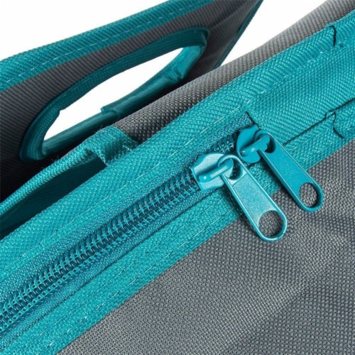 Insulated Round Thermal Casserole Food Carrier for Lunch, Teal and Grey Perspective: left