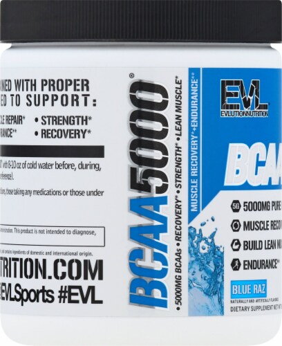 Evlution Nutrition  BCAA5000™   Blue Raz Perspective: left