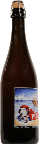 Van Steenberge Piraat Belgian Ale Beer Single Bottle Perspective: left
