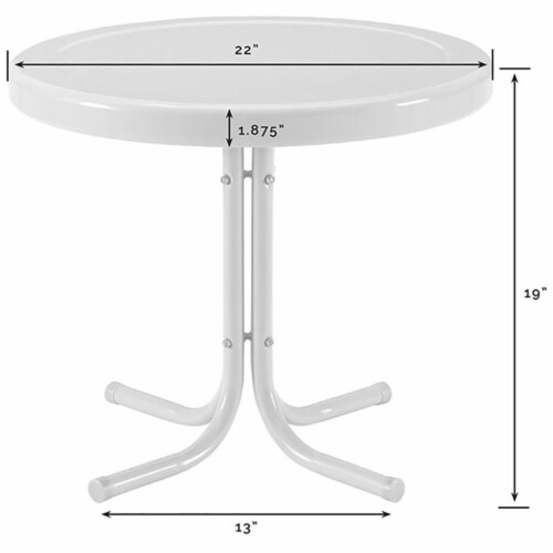 Furniture Retro Sturdy Steel Metal Patio End Table in Surf Green-Crosley Perspective: left
