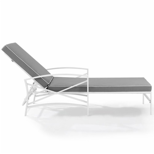 Crosley Kaplan Metal Patio Chaise Lounge in Gray and White 1