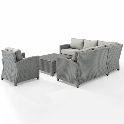 Crosley Bradenton 5 Piece Wicker Patio Sectional Set in Gray Perspective: left