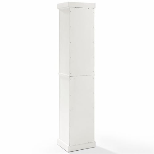 Crosley Seaside 2 Drawer Linen Cabinet in Distressed White Perspective: left