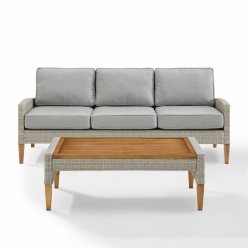 Crosley Capella 2 Piece Outdoor Wicker Sofa Set in Gray 1 Jay C