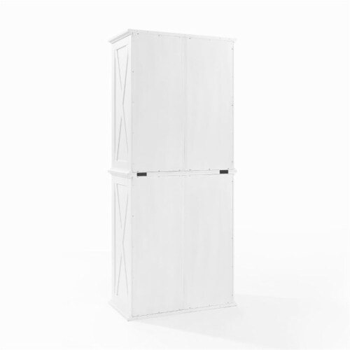 Crosley Clifton 4 Door Pantry in Distressed White Perspective: left