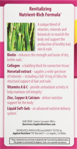 Applied Nutrition Longer Stronger Hair & Nails Liquid Soft-Gels Perspective: left