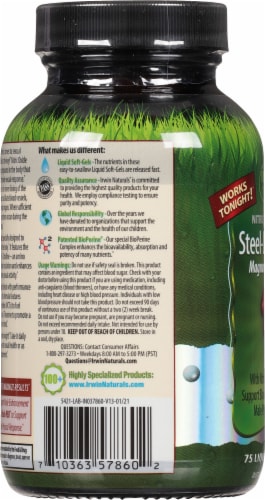 Irwin Naturals® Steel-Libido Red® magnum Blood-Flow Dietary Supplement Liquid Soft-Gels Perspective: left