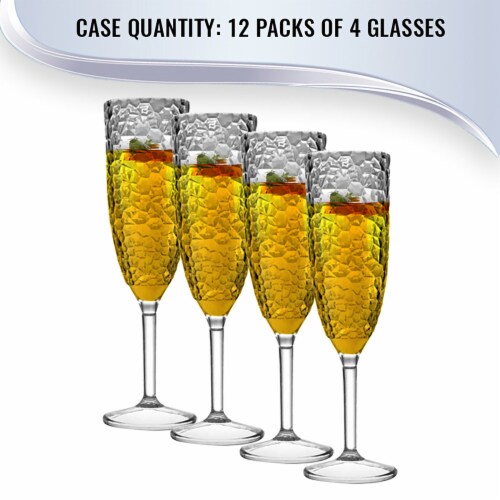 6 Pack Clear Plastic Stemless Champagne Flutes Disposable Glasses