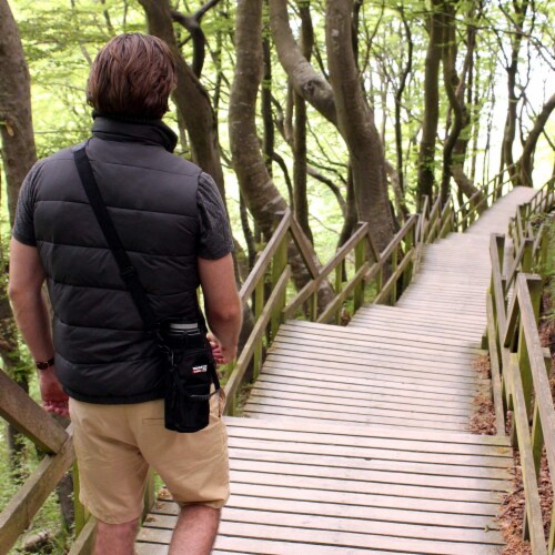 Wild Wolf Outfitters 40oz Bottle Holder Black - Military Grade w/ 2 Pockets & Shoulder Strap Perspective: left