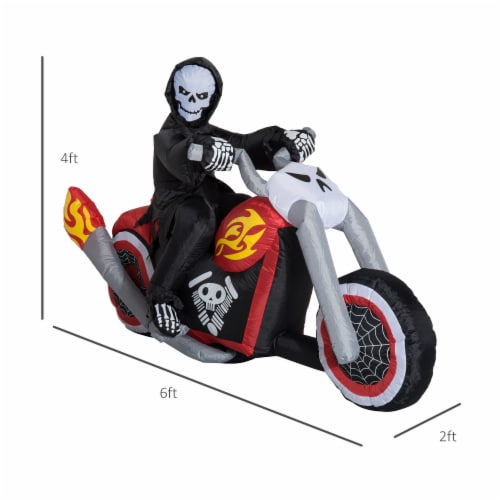 6ft Halloween Inflatable Reaper Motorcycle Outdoor Yard Decorations Perspective: left