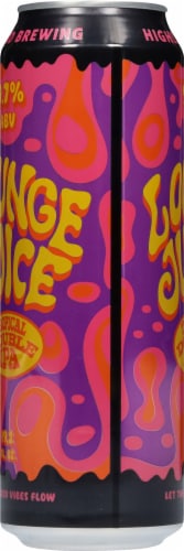 Highland Brewing Lounge Juice Tropical Double IPA Beer Can Perspective: left