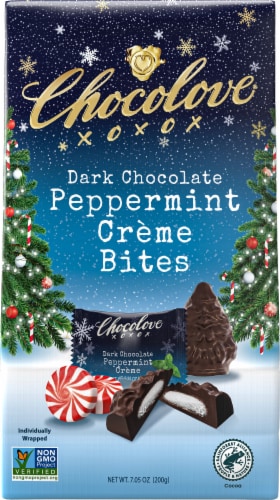 Chocolove® Dark Chocolate Peppermint Creme Holiday Candy Bites Perspective: left