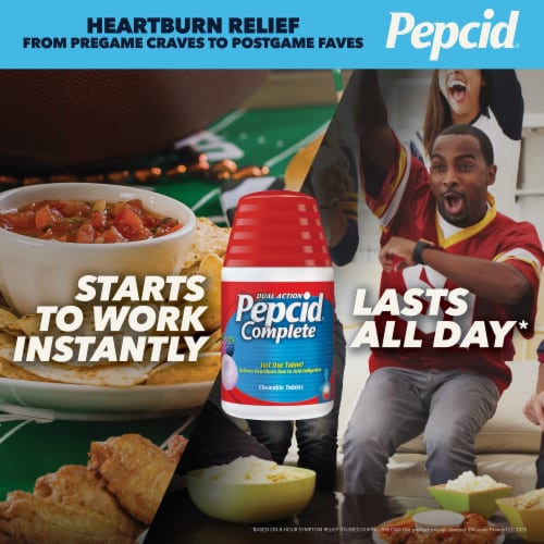 Pepcid Complete Acid Reducer + Antacid Berry Chewable Tablets Perspective: left
